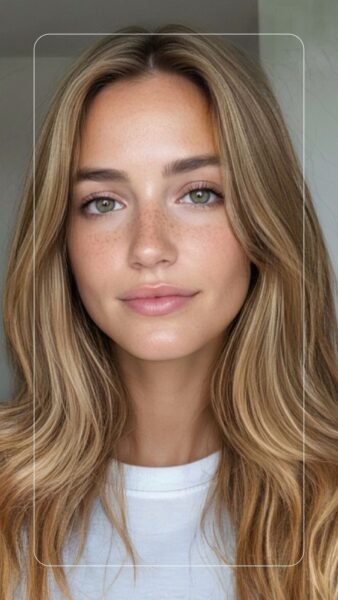 Creadora de contenido UGC grabando vídeo natural para redes sociales